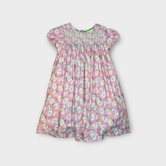 Mini Boden Cap Sleeve Pink Floral Smocked Dress - Picture 2 of 8